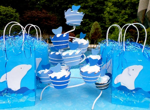 Dolphin Pool Birthday Party -Dolphin Floats, Pool Games, Cake and More